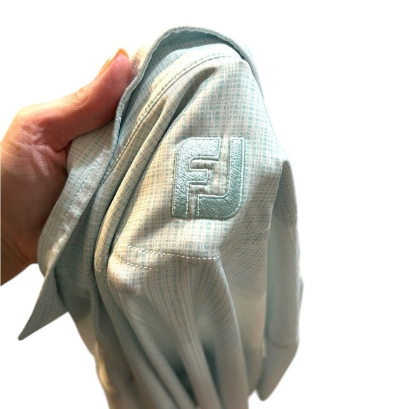 Footjoy Polo Shirt Mens L Blue Plaid Golf FJ Stretch Wicking Pullover - Picture 4 of 5